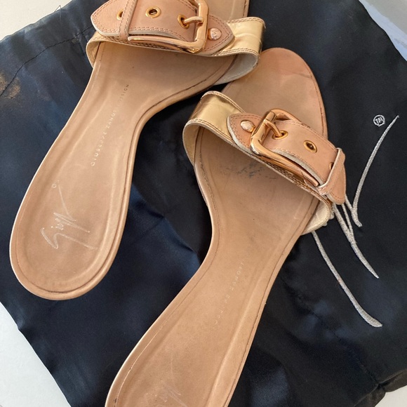 GIUSEPPE ZANOTTI ROSE GOLD CREAM LEATHER SLIDES EXCELLENT PRE-LOVED US 10.5B - Picture 7 of 10